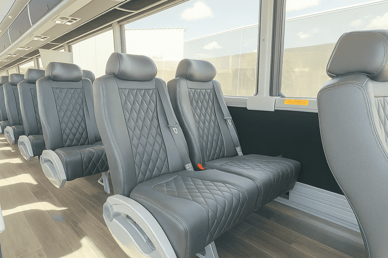 interior of Coach Bus Brownsville charter bus